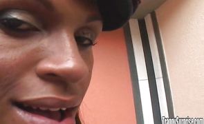 Pungent latin tgirl Marcinha got fucked from the back 'cuz he asked for it